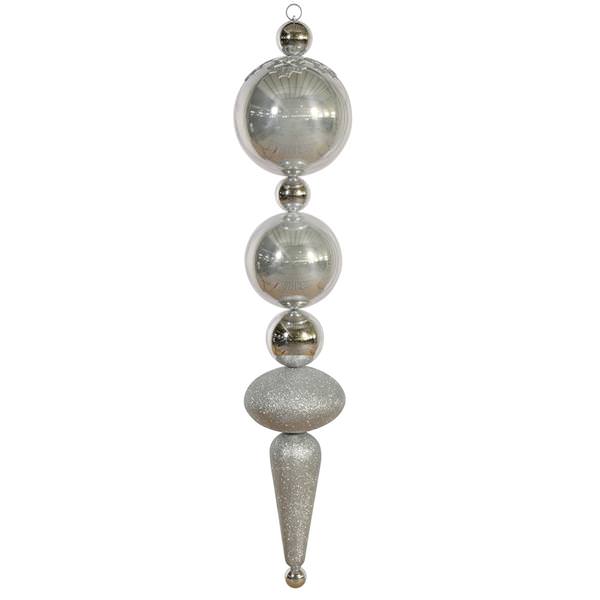 55" Silver Shiny Matte Ceramic Finial Drop Ornament