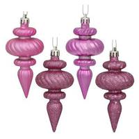 Vickerman 4" Orchid Shiny Matte Glitter Sequin Finial Ornament (8 pack)