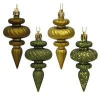 View 4" Olive Shiny Matte Glitter Sequin Finial Ornament (8 pack)