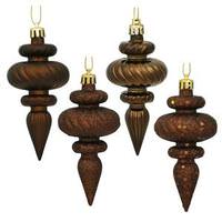 View 4" Chocolate 4 Assorted Finish Finial Ornament (8 pack)