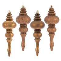 Vickerman 7" Mocha 4 Assorted Finish Finial Ornament (8 pack)