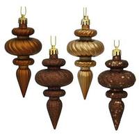 View 4" Mocha 4 Assorted Finish Finial Ornament (8 pack)
