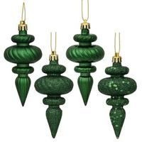 Vickerman 4" Emerald Shiny Matte Glitter Sequin Finial Ornament (8 pack)