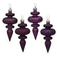 Vickerman 4" Plum Shiny Matte Glitter Sequin Finial Ornament (8 pack)
