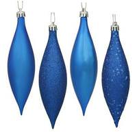 View 5.5" Blue Shiny Matte Glitter Sequin Drop Ornament (8 pack)