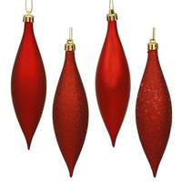View 5.5" Red Shiny Matte Glitter Sequin Drop Ornament (8 pack)