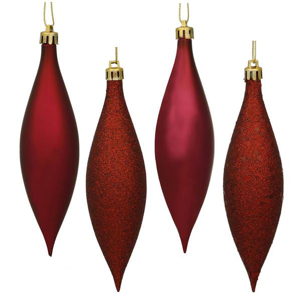 5.5" Burgundy Shiny Matte Glitter Sequin Drop Ornament (8 pack)