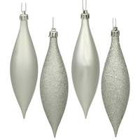 Vickerman 5.5" Silver Shiny Matte Glitter Sequin Drop Ornament (8 pack)