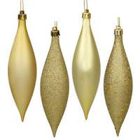 Vickerman 5.5" Gold Shiny Matte Glitter Sequin Drop Ornament (8 pack)