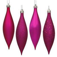 Vickerman 5.5" Magenta Shiny Matte Glitter Sequin Drop Ornament (8 pack)