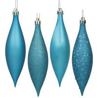 View 5.5" Turquoise Shiny Matte Glitter Sequin Drop Ornament (8 pack)