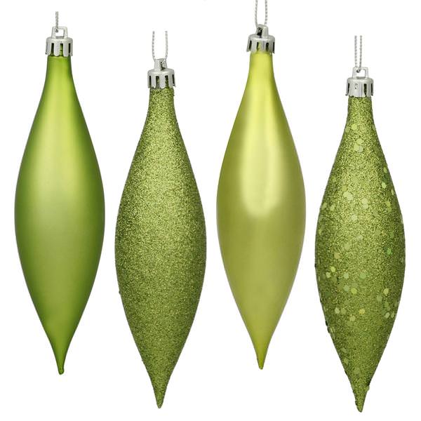 5.5" Lime Shiny Matte Glitter Sequin Drop Ornament (8 pack)