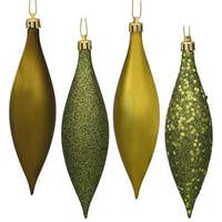 View 5.5" Olive Shiny Matte Glitter Sequin Drop Ornament (8 pack)