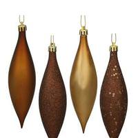 Vickerman 5.5" Mocha Shiny Matte Glitter Sequin Drop Ornament (8 pack)