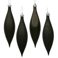 Vickerman 5.5" Black Shiny Matte Glitter Sequin Drop Ornament (8 pack)