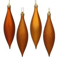 Vickerman 5.5" Burnished Orange Shiny Matte Glitter Sequin Drop Ornament (8 pack)