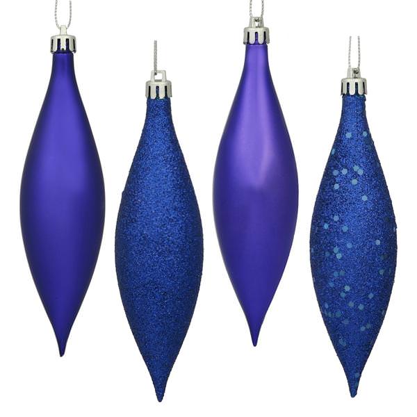 5.5" Cobalt Shiny Matte Glitter Sequin Drop Ornament (8 pack)