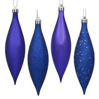 Vickerman 5.5" Cobalt Shiny Matte Glitter Sequin Drop Ornament (8 pack)