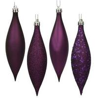 Vickerman 5.5" Plum Shiny Matte Glitter Sequin Drop Ornament (8 pack)