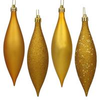Vickerman 5.5" Antique Gold Shiny Matte Glitter Sequin Drop Ornament (8 pack)