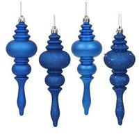 View 7" Blue Shiny Matte Glitter Sequin Finial Ornament (8 pack)