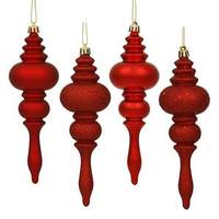 Vickerman 7" Red Shiny Matte Glitter Sequin Finial Ornament (8 pack)