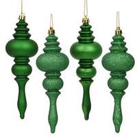 View 7" Green Shiny Matte Glitter Sequin Finial Ornament (8 pack)