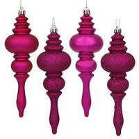 Vickerman 7" Magenta Shiny Matte Glitter Sequin Finial Ornament (8 pack)