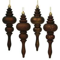 Vickerman 7" Chocolate Shiny Matte Glitter Sequin Finial Ornament (8 pack)
