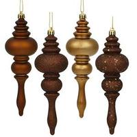 Vickerman 7" Mocha Shiny Matte Glitter Sequin Finial Ornament (8 pack)