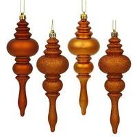 Vickerman 7" Burnished Orange Shiny Matte Glitter Sequin Finial Ornament (8 pack)