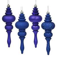 Vickerman 7" Cobalt Shiny Matte Glitter Sequin Finial Ornament (8 pack)