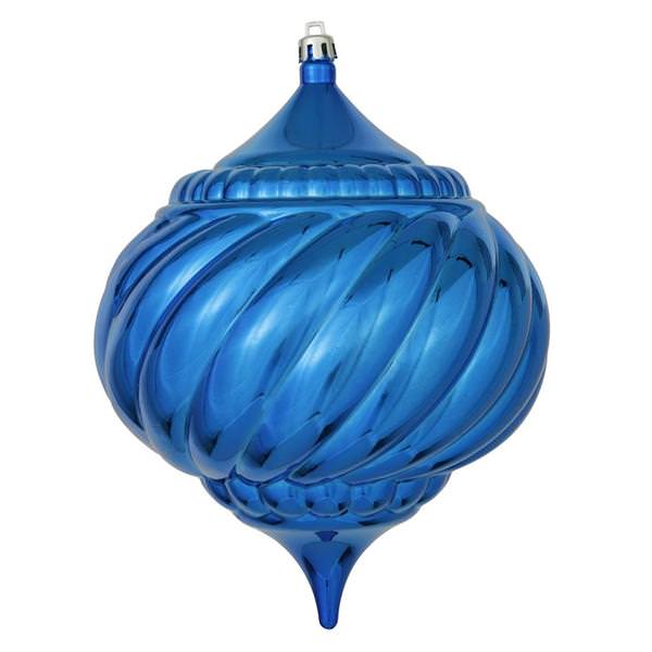 5.9" Blue Shiny Finish Onion Swirl Ornament