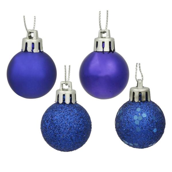 2.4" Cobalt Shiny Matte Glitter Sequin Ball Ornament (24 pack)