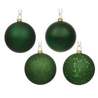 View 2.4" Emerald Shiny Matte Glitter Sequin Ball Ornament (24 pack)