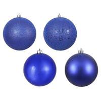 View 3" Cobalt Matte Shiny Sequin Glitter Ball Ornament (16 pack)