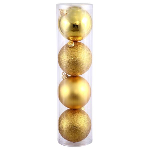 4" Gold Shiny Matte Glitter Sequin Ball Ornament (12 pack)