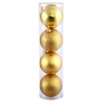View 4" Gold Shiny Matte Glitter Sequin Ball Ornament (12 pack)