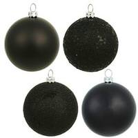Vickerman 4" Black Shiny Matte Glitter Sequin Ball Ornament (12 pack)