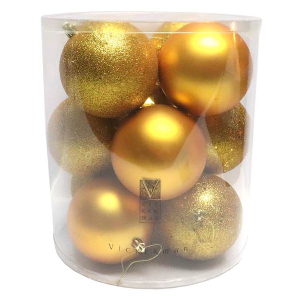 4" Antique Gold Shiny Matte Glitter Sequin Ball Ornament (12 pack)