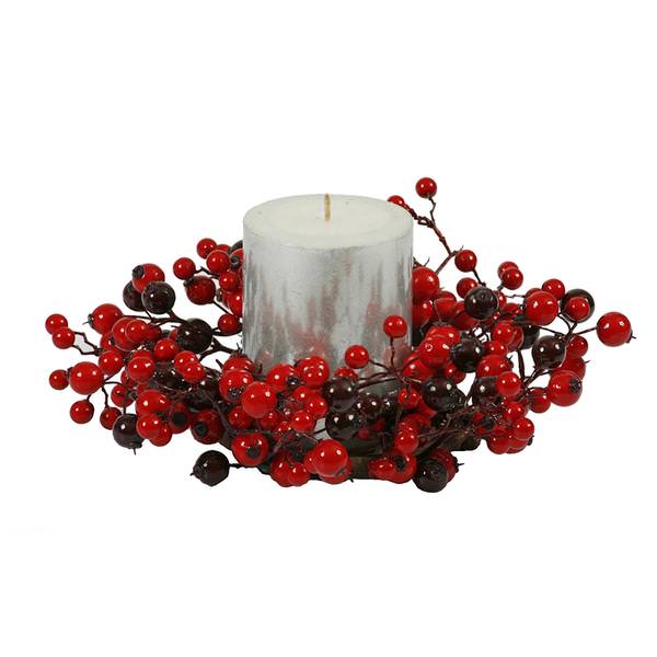 10" Red / Burgundy Mixed Berry Candle Ring for 3.5" Candle