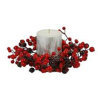 Vickerman 10" Red / Burgundy Mixed Berry Candle Ring for 3.5" Candle