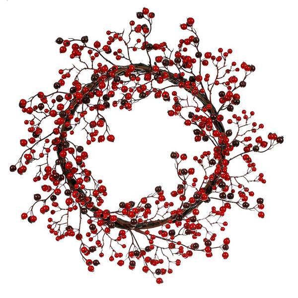 22" Artificial Red / Burgundy Mixed Berry Outdoor