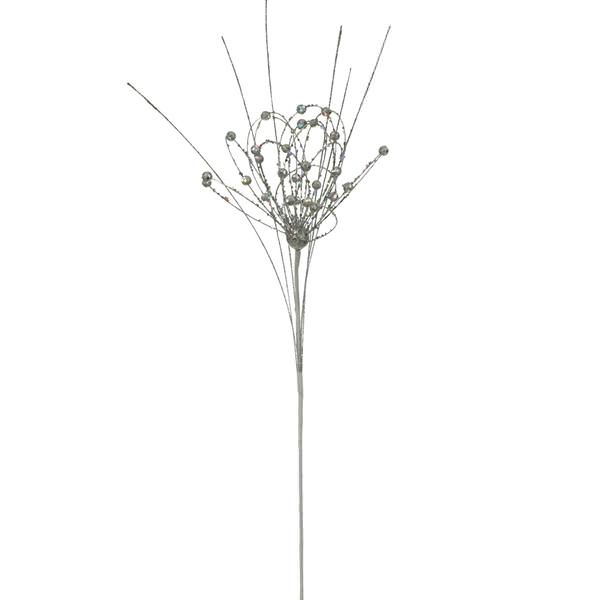 27" Silver Sparkle Blossom Berry Spray