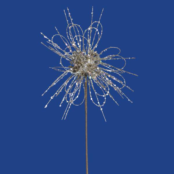 10" Champagne Sparkle Blossom Pick