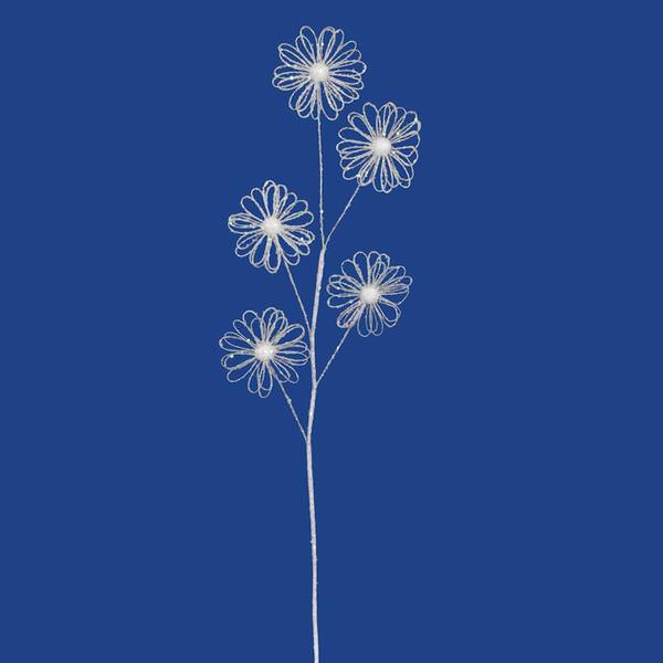 31" White Sparkle Blossom Spray