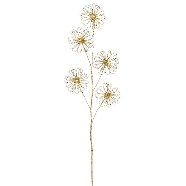 31" Gold Sparkle Blossom Spray
