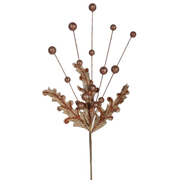 20" Chocolate Sparkle Berry Leaf Spray