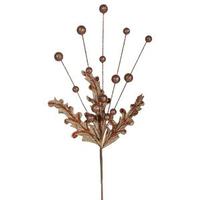 Vickerman 20" Chocolate Sparkle Berry Leaf Spray