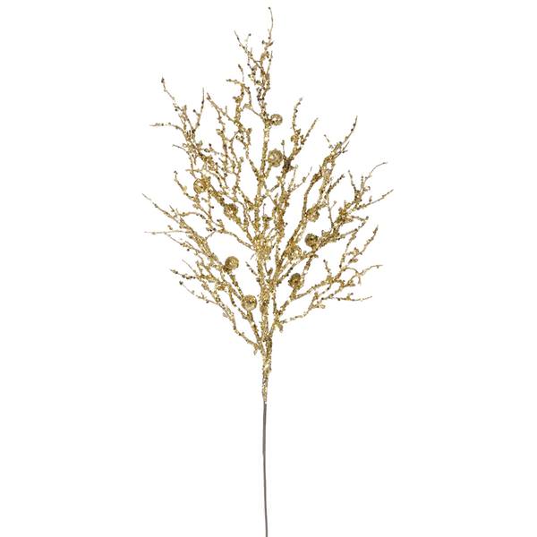 29" Gold Sparkle Berry Twig Spray
